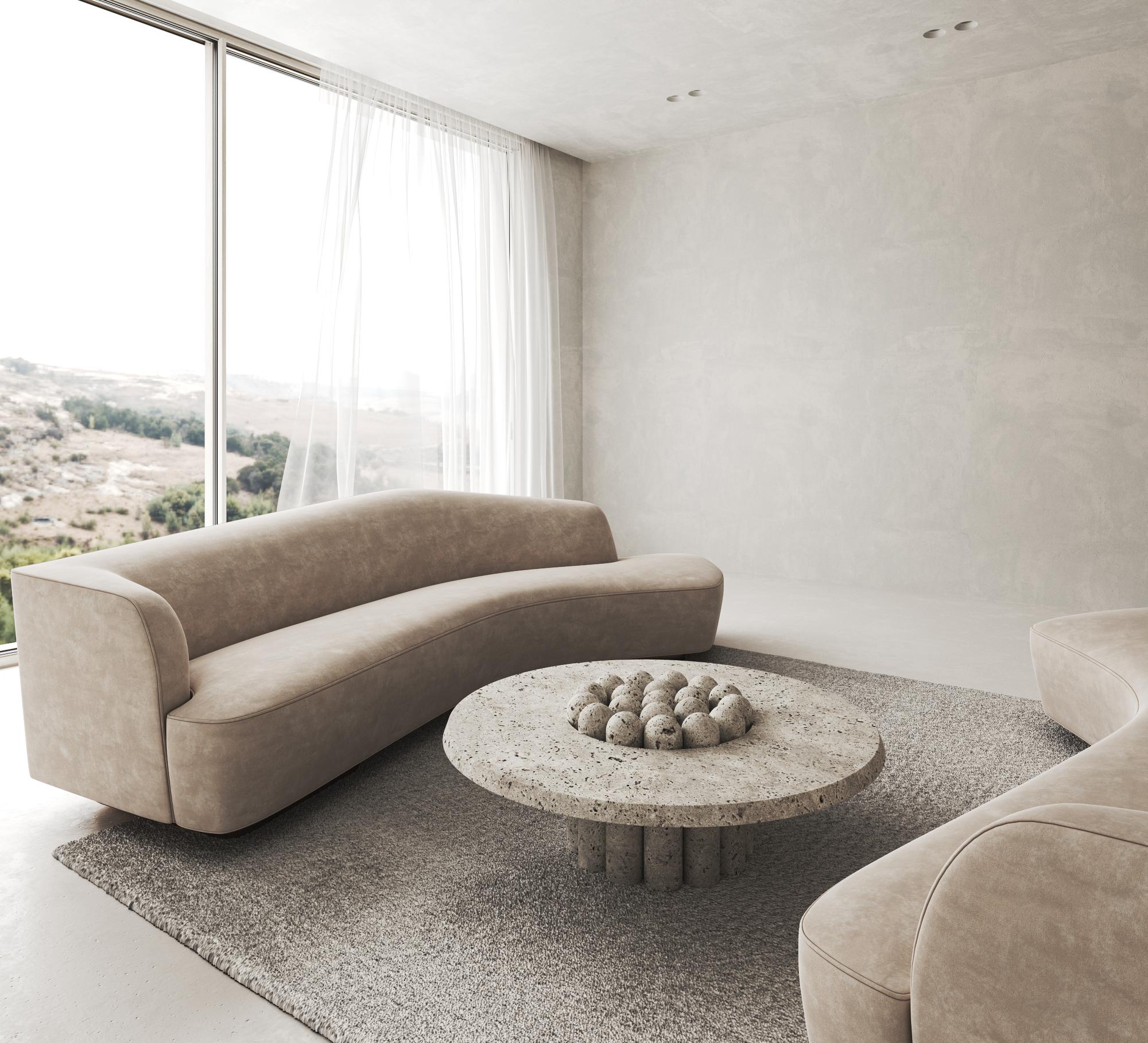 Living modern cu lumină naturală şi texturi calde
